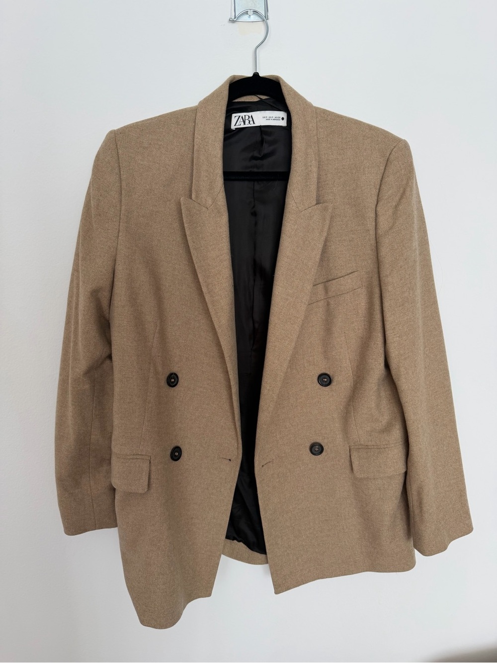 ZARA Double-Breasted Camel Blazer